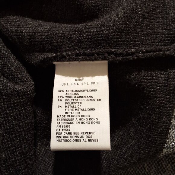 Theomiles Gray Wool Blend Tunic Sweater With Pearl Beaded Accents Keyhole Button - Picture 7 of 7